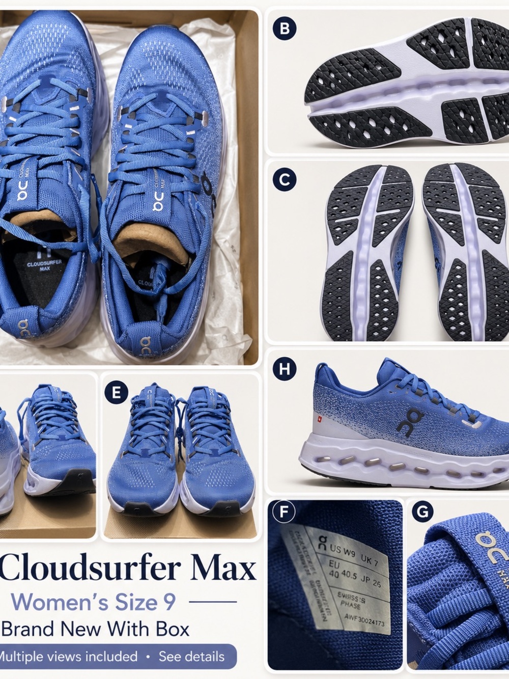 On Cloudsurfer Max Women's Athletic Shoes — Blue